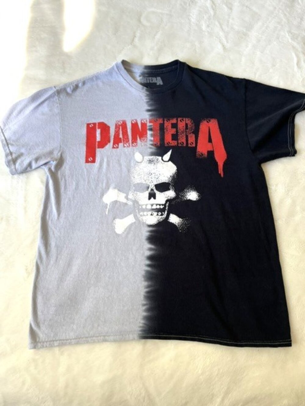 Pantera Devil Skull Split-Dye Graphic T-Shirt Rock Band Women's Boyfriend Fit